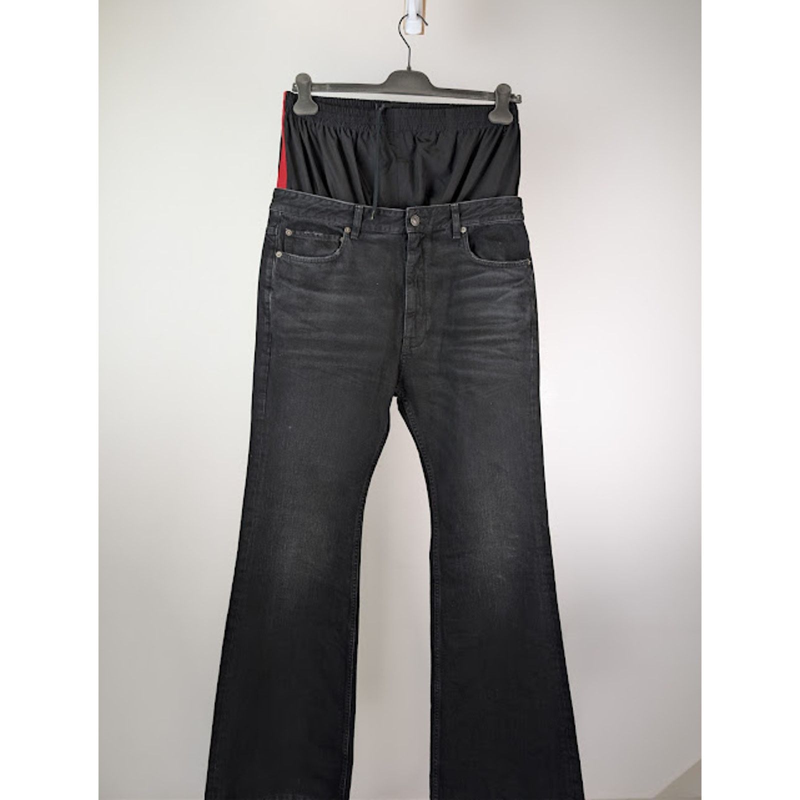 Balenciaga o1rshd1 Layered Kuroki Denim Jeans in Midnight Black Size US 34 / EU 50 - 2 Thumbnail