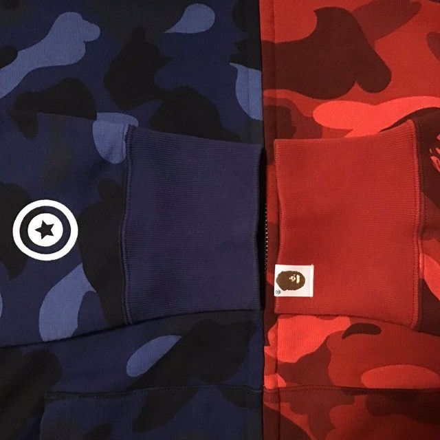 Bape BAPE Tiger shark full zip hoodie Red camo x Blue camo APE Size US XL / EU 56 / 4 - 5 Thumbnail