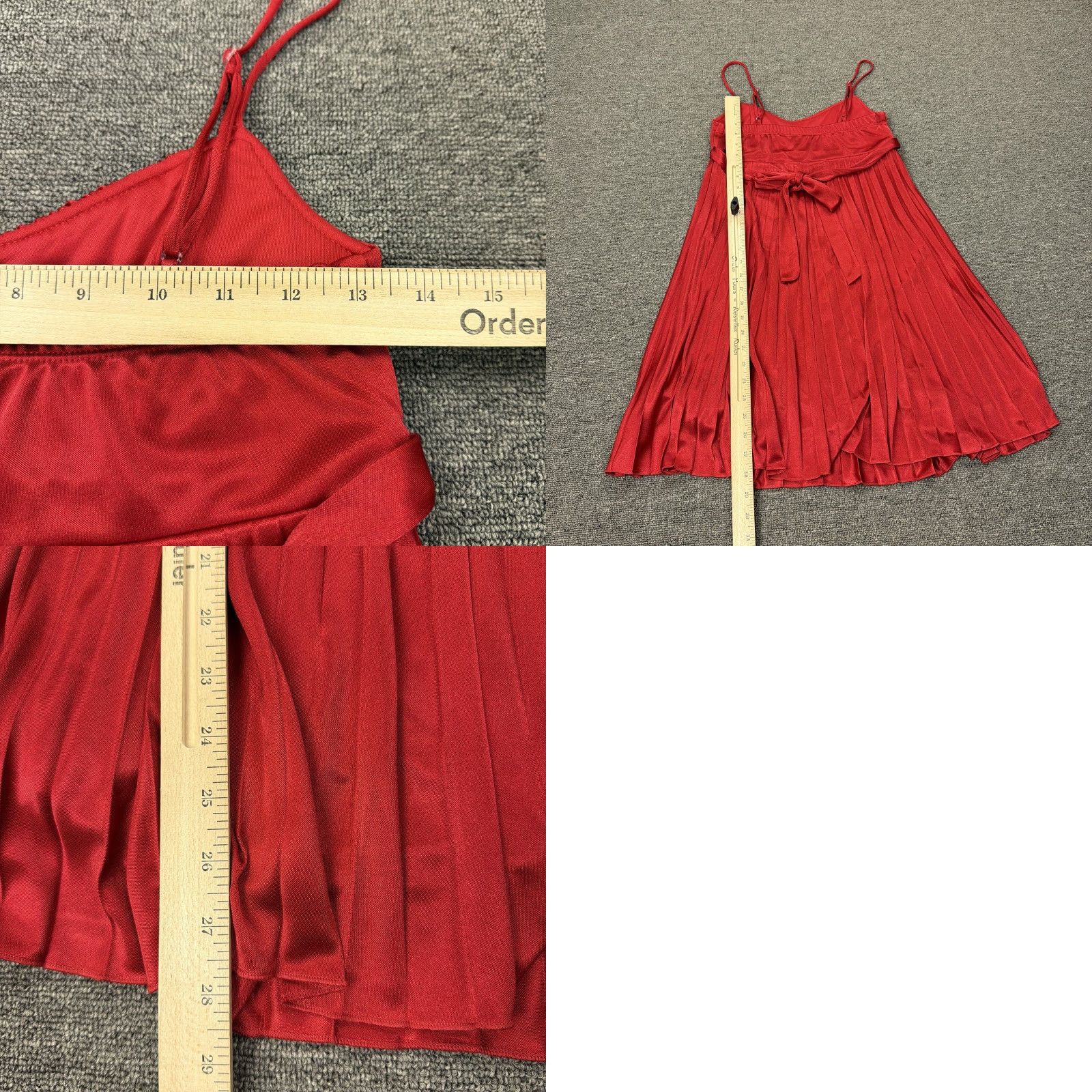 Vintage Speechless Dress Juniors M Red Satin Pleated Fit Flare Sequin Belt Party Mini Nightclub Dress Size M / US 6-8 / IT 42-44 - 8 Thumbnail