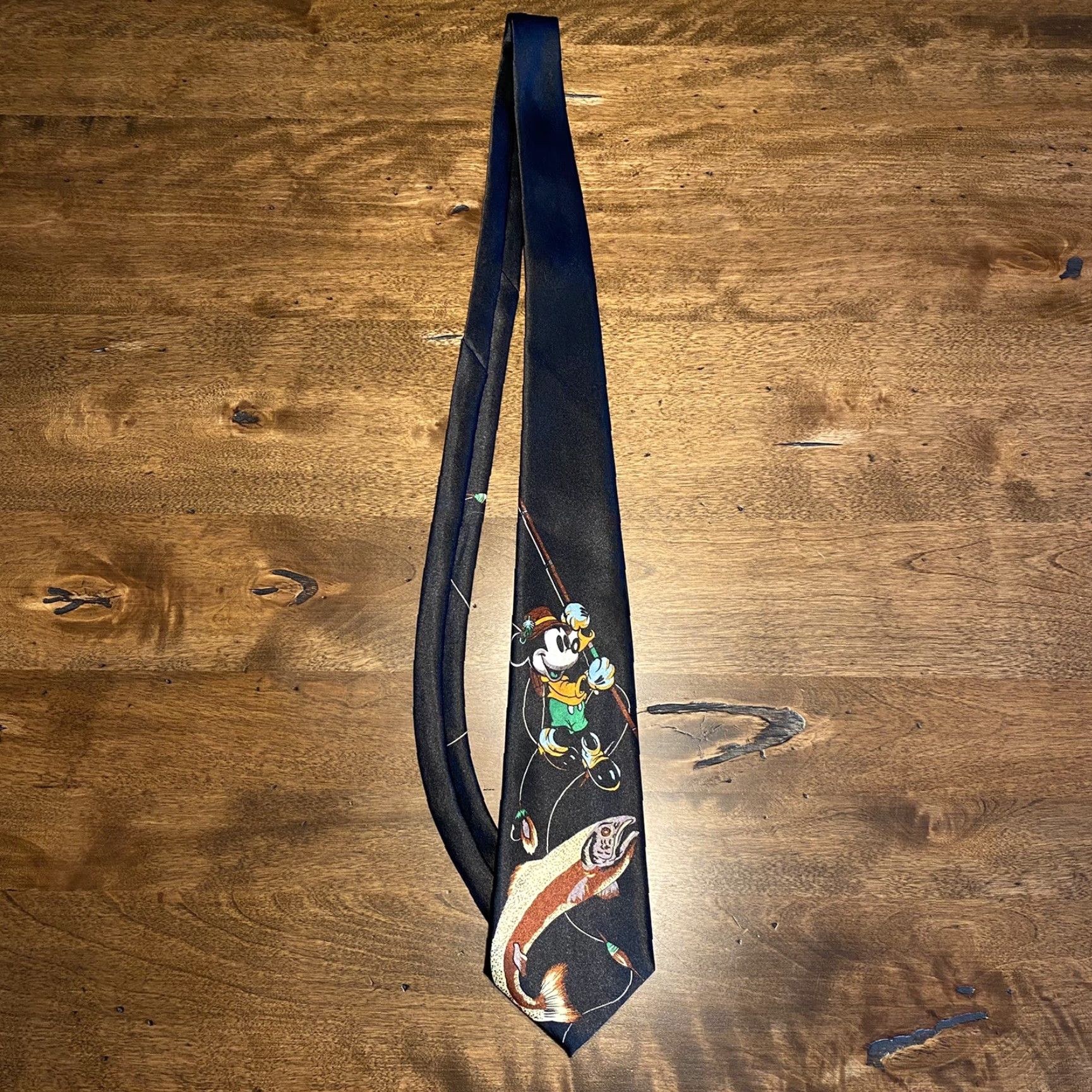 Vintage Mickey Mouse Tie Fashion Tie Black Disney Unisex Men Fly Fishing Fish Trout Dude Size ONE SIZE - 2 Thumbnail