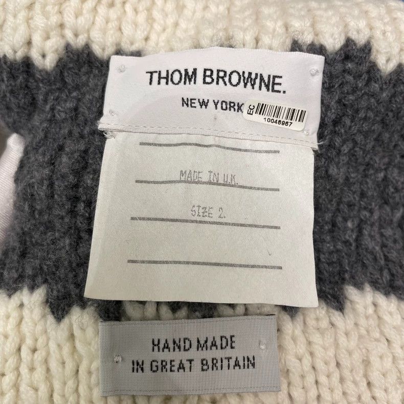 Thom Browne Thom Browne Gray and white striped cashmere high collar sw Size US M / EU 48-50 / 2 - 7 Thumbnail