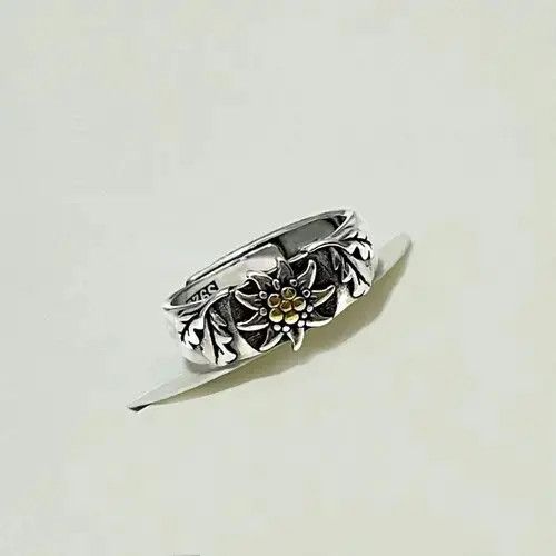 Moon Collective Silver Color Edelweiss Rings Size ONE SIZE - 4 Thumbnail