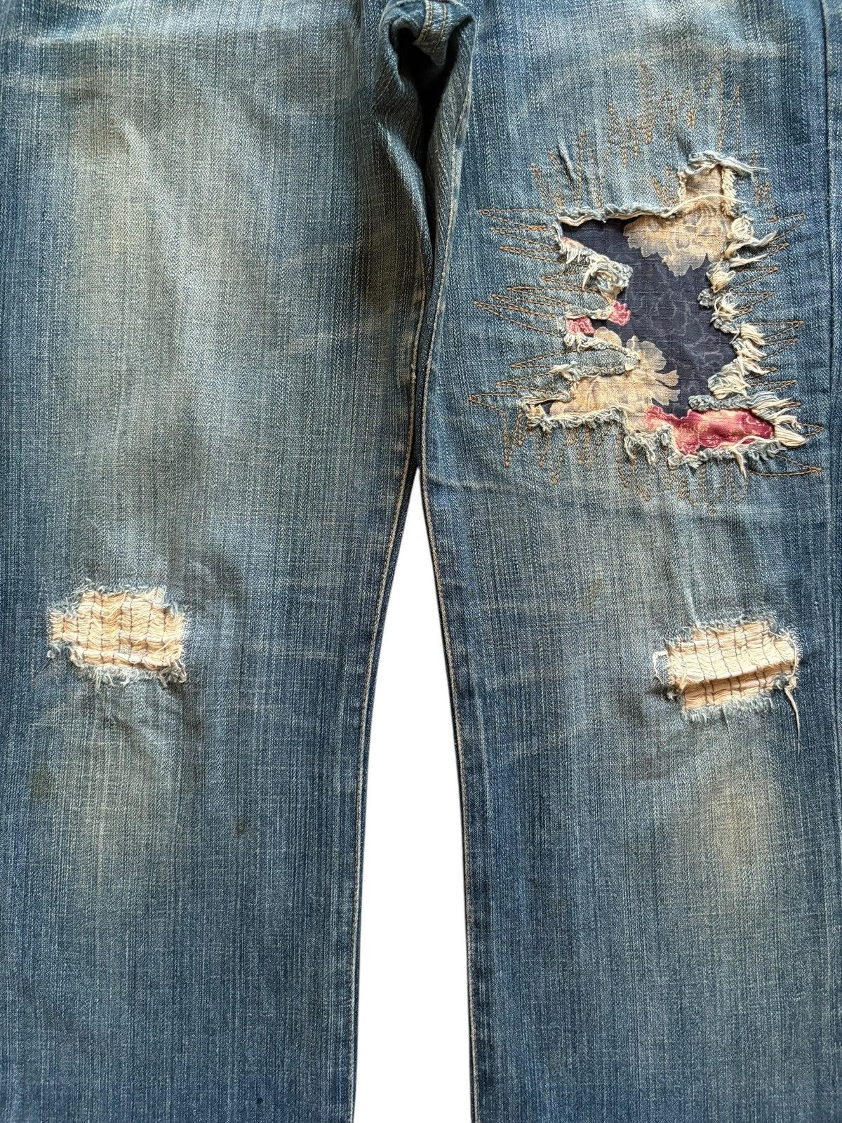 Japanese Brand Vintage Japanese Brand Mud Wash Sashiko Patched Baggy Jeans Size US 33 - 5 Thumbnail