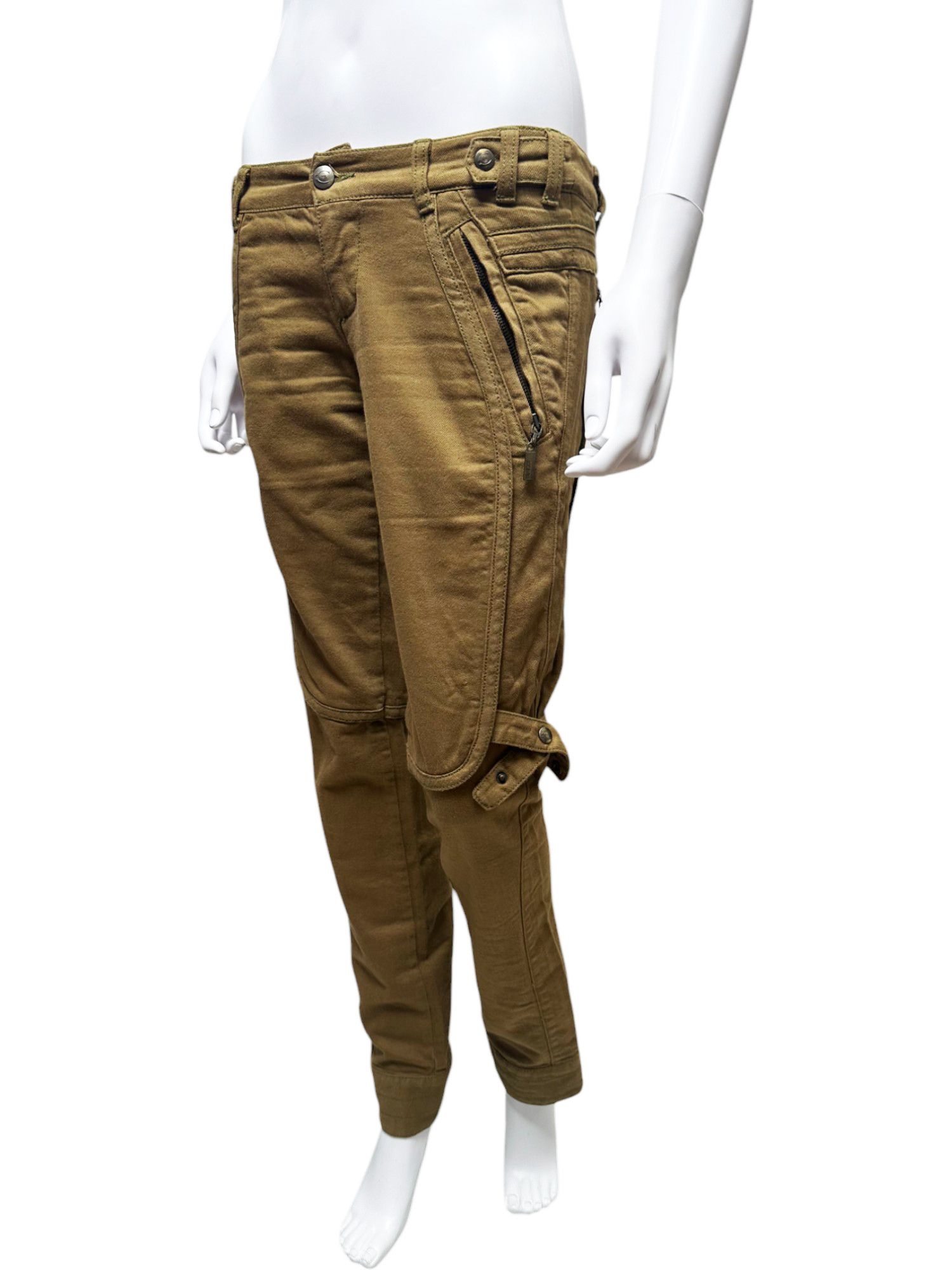Just Cavalli Early 00's Brown Zipped Pants Size 27" / US 4 / IT 40 - 4 Thumbnail