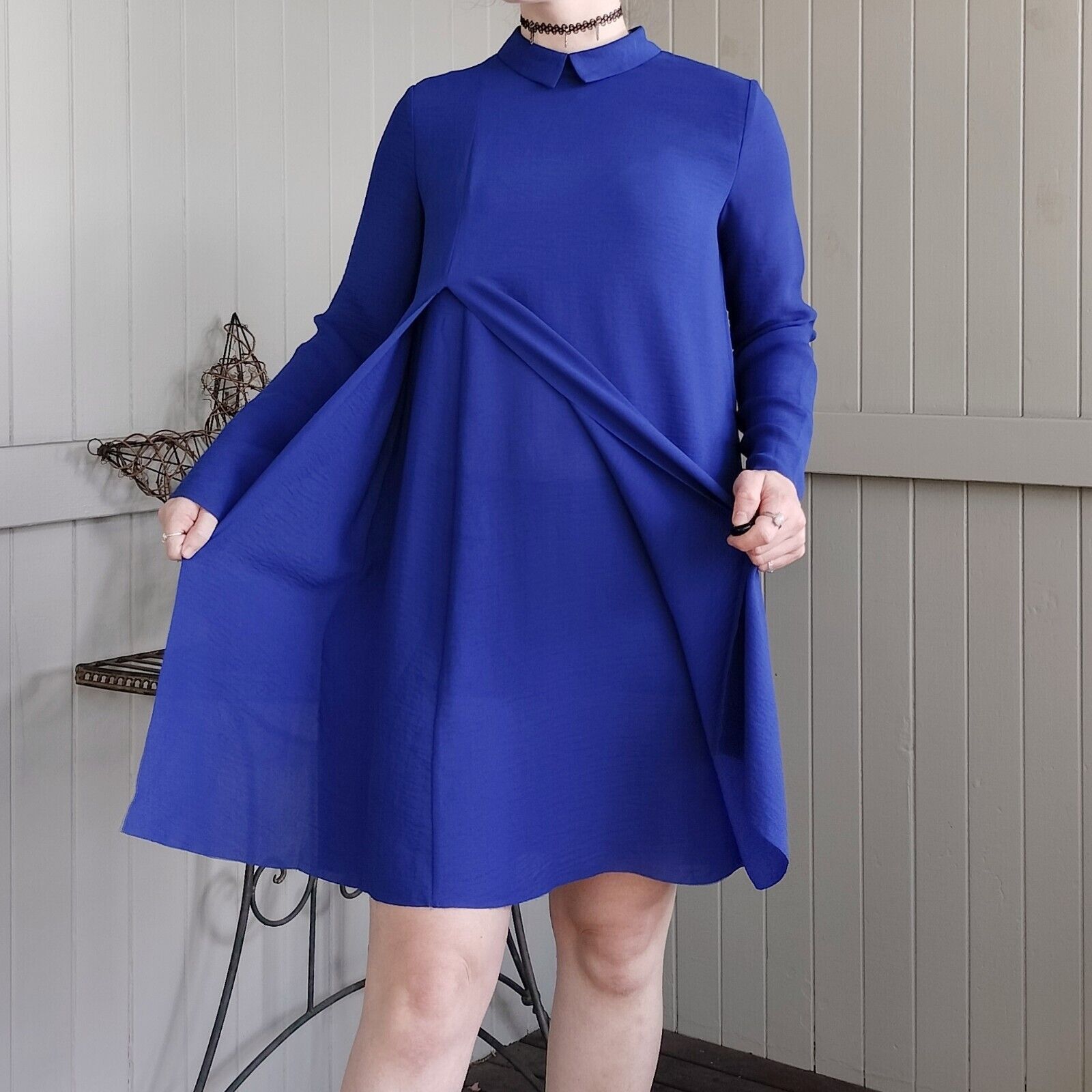 Cos COS Dress Blue Shift Long Sleeve Mini Corporate Schoolgirl Size M / US 6-8 / IT 42-44 - 3 Thumbnail