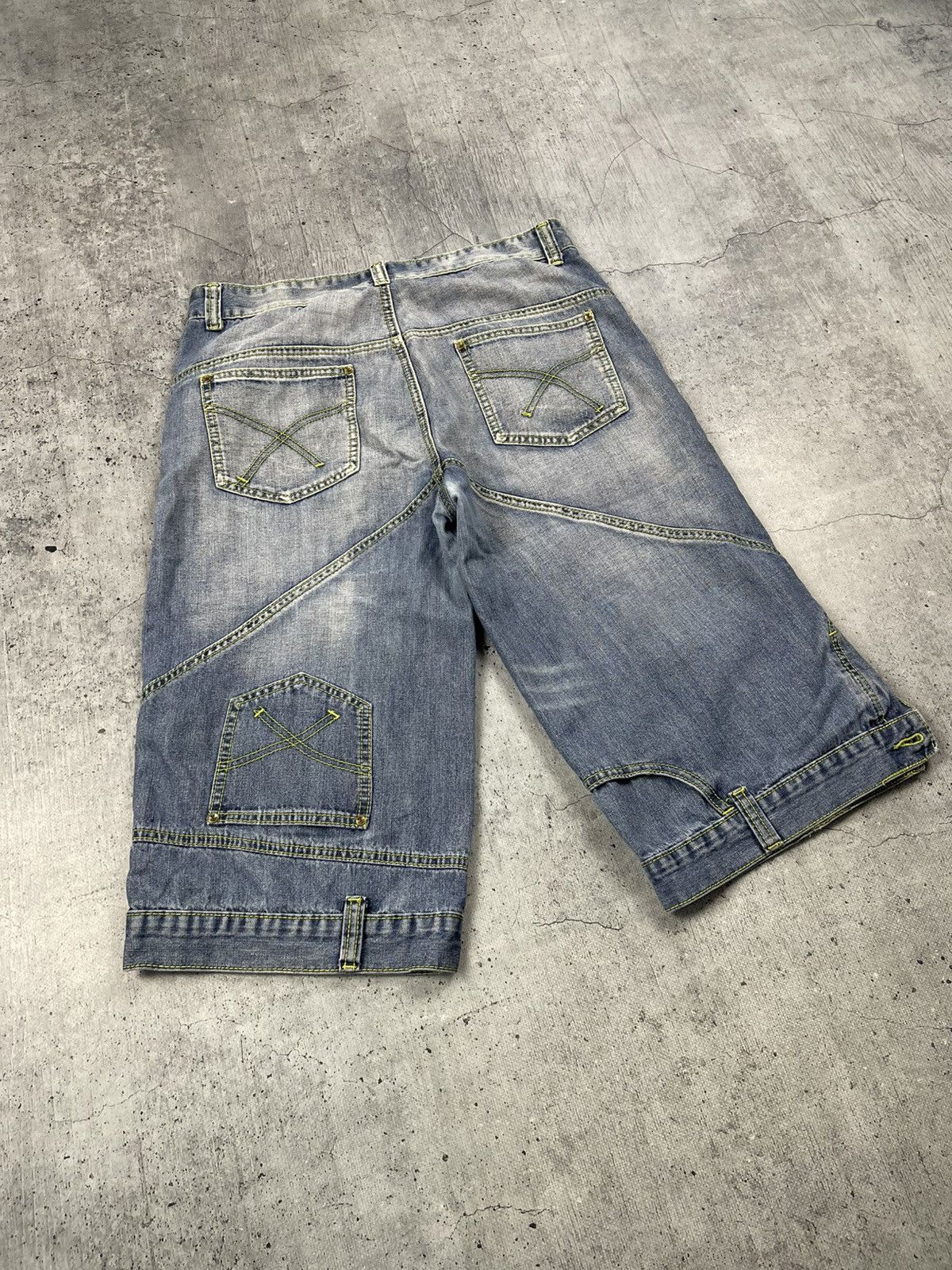 Japanese Brand × Seditionaries JAPANES Indigo Blue Multipocket Cargo Denim Crop Short Jean Size US 34 / EU 50 - 2 Thumbnail