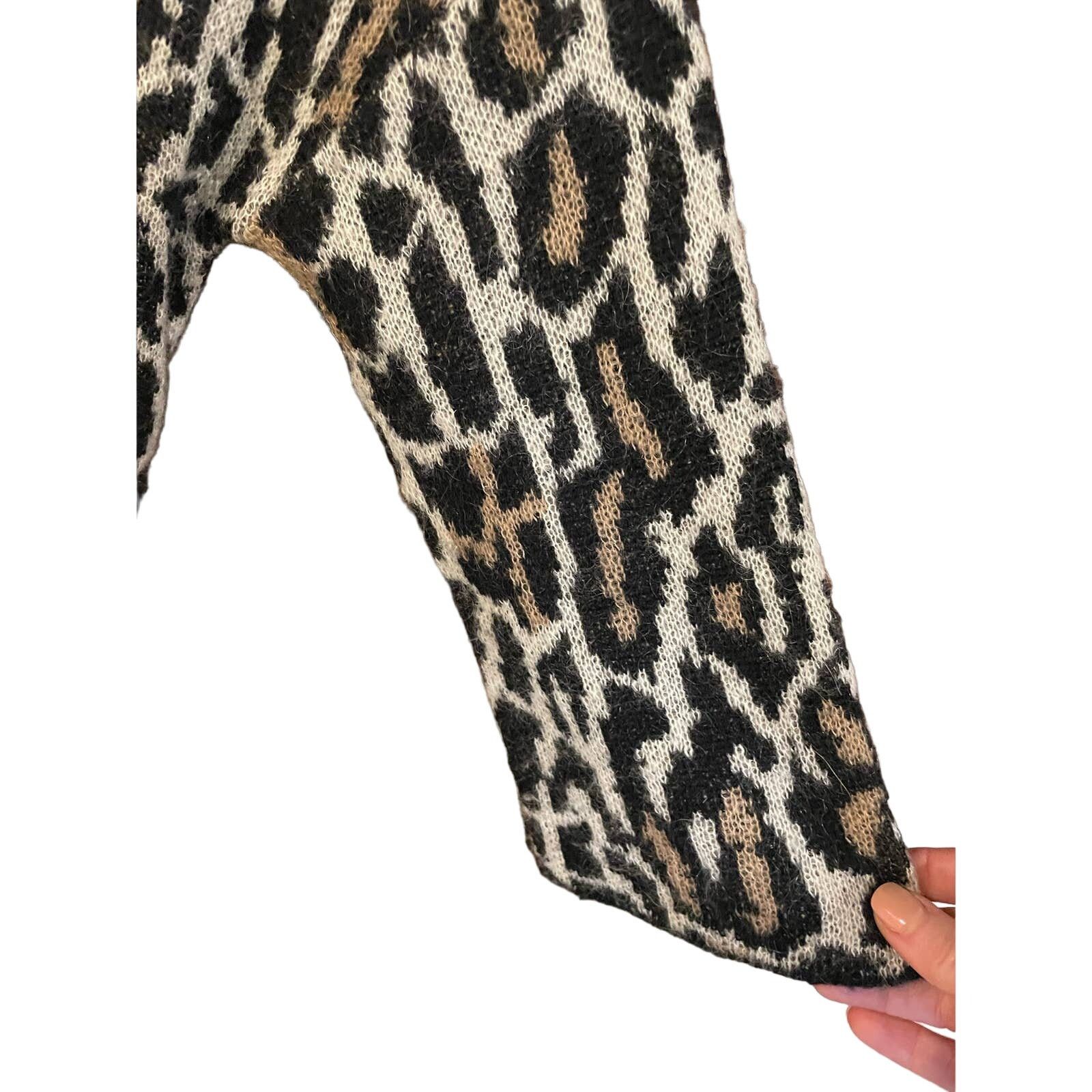 Joie Joie Berit Cardigan Animal Leopard Open Front Wool Blend, XS Size XS / US 0-2 / IT 36-38 - 4 Thumbnail