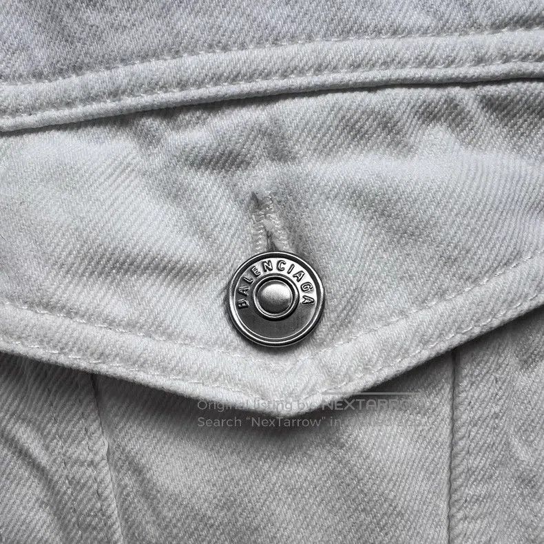 Balenciaga Balenciaga Collar Embroidered Ribbon White Denim Jacket Size S / US 4 / IT 40 - 3 Thumbnail