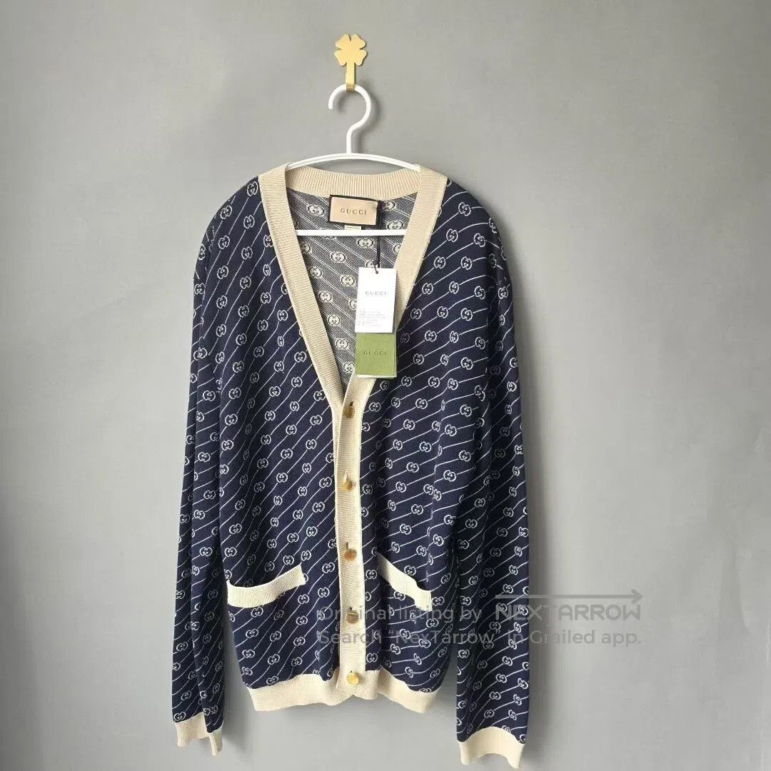 Gucci Guicci Cardigan jacket, silk-cotton blend, all-over print, Size US M / EU 48-50 / 2 - 1 Thumbnail