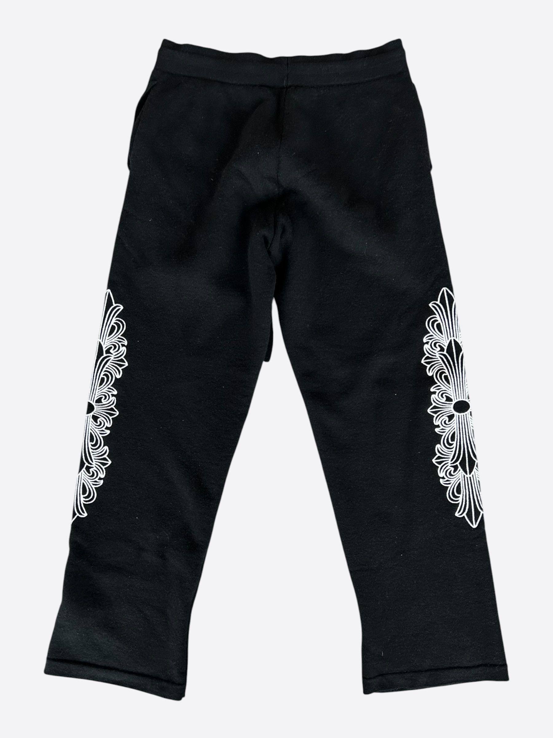 Chrome Hearts Black & White Floral Embroidered Cashmere Sweatpants Size US 32 / EU 48 - 2 Thumbnail