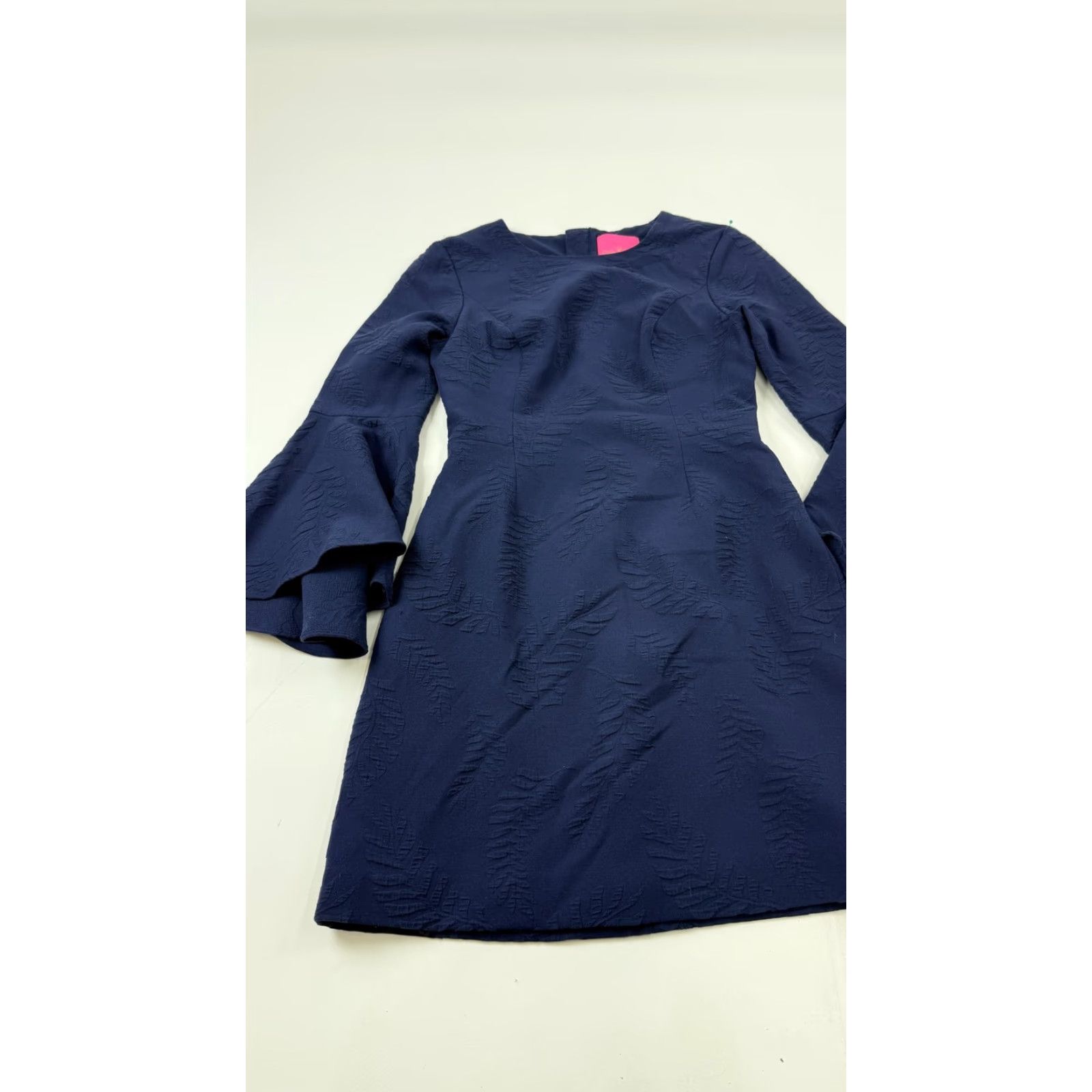 Lilly Pulitzer Lilly Pulitzer Dress Womens 2 Navy Blue Bell Sleeve Textured Party Mini Cocktail Dress Size XS / US 0-2 / IT 36-38 - 4 Thumbnail