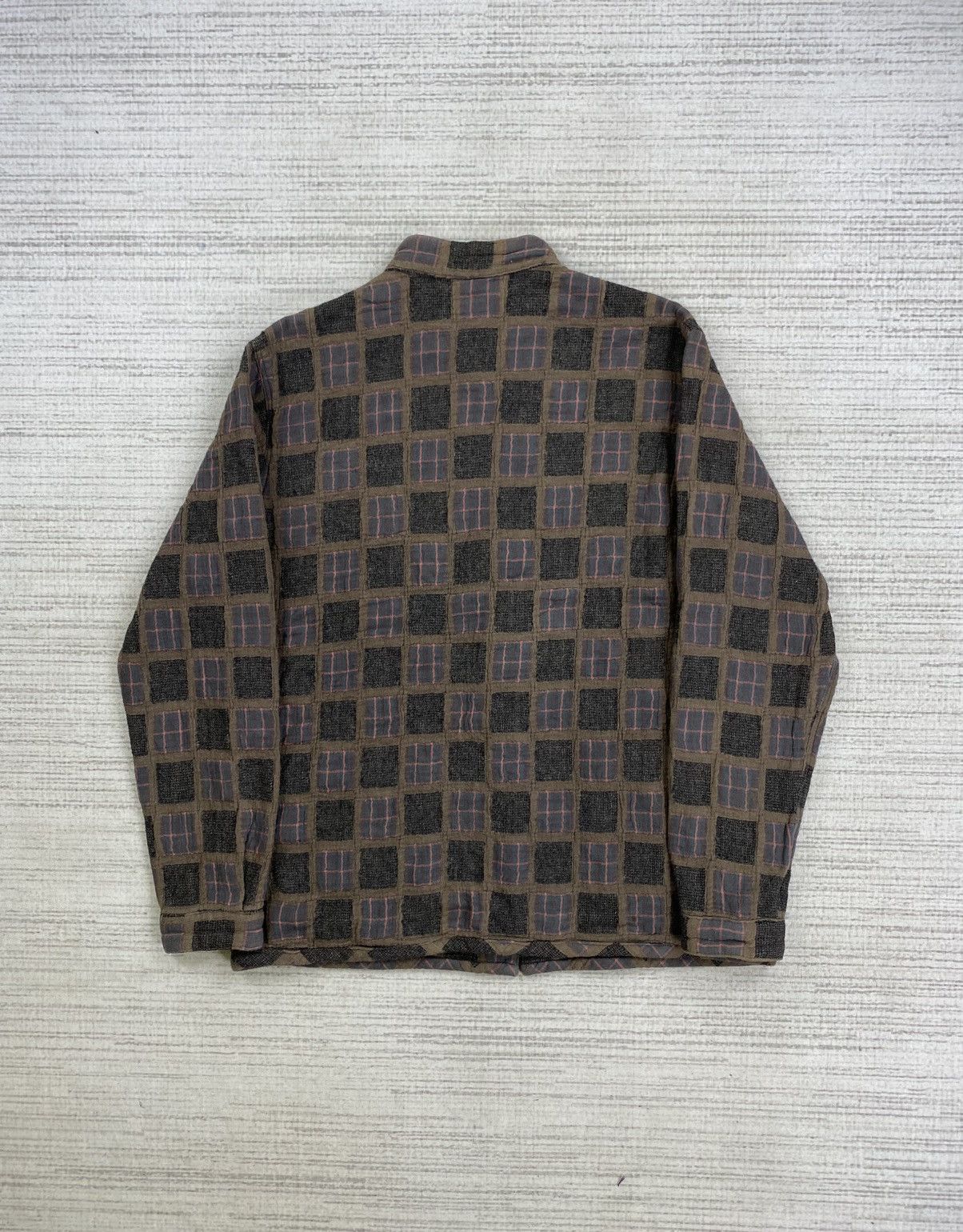 Issey Miyake × Japanese Brand Vintage Boston-Nine Patchwork Plaid Pattern Wool Jacket Size US M / EU 48-50 / 2 - 2 Thumbnail
