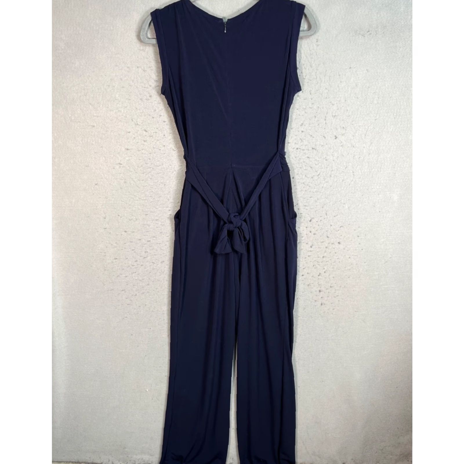 Vintage New York & Company Womens XS Navy Blue Sleeveless Jumpsuit Polyester Blend Size 26" / US 2 / IT 38 - 2 Thumbnail