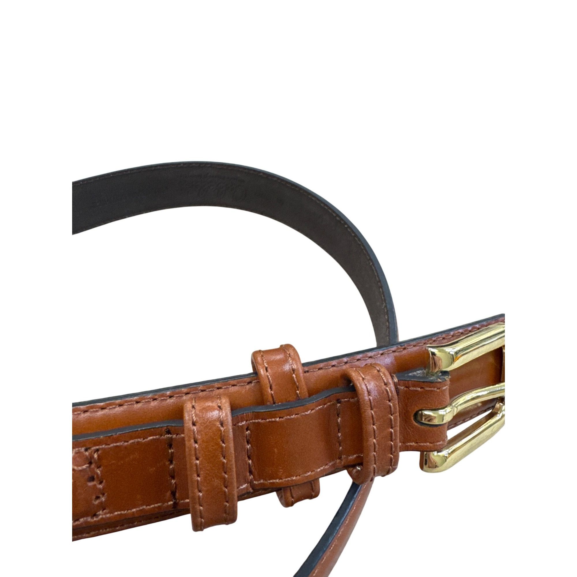Cabelas Cabelas Mens Brown Leather Belt Size 40 With Gold Buckle SKU Size 40 - 3 Thumbnail