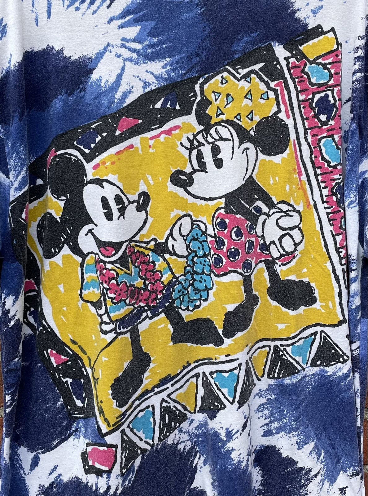 Vintage 80s sunday comics mickey & minnie tie dye S/S T Shirt Size US L / EU 52-54 / 3 - 3 Thumbnail