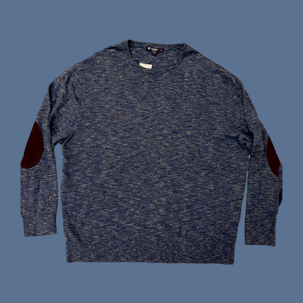 Cremieux Cremieux Men’s XXL Blue Marl Elbow Patch Cotton Knit Pullover Sweater NWT Size US XXL / EU 58 / 5 - 1 Thumbnail