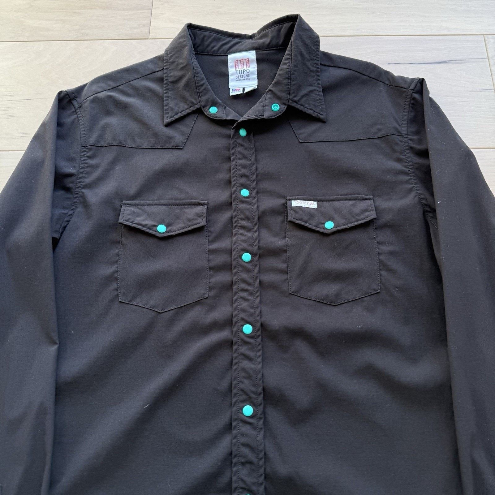 Topo Designs Topo Designs Shirt M Black Nylon Snap Button Up Workwear Size US M / EU 48-50 / 2 - 3 Thumbnail