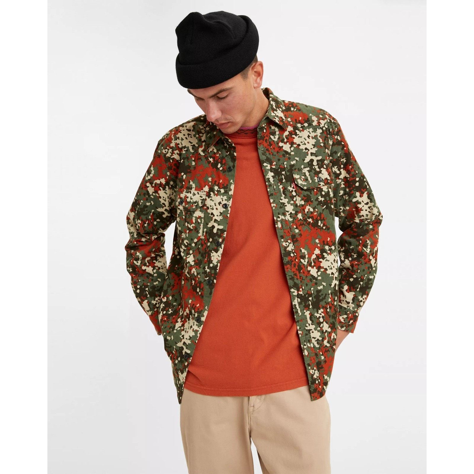 Levi's Levis Button Shirt Camo Corduroy Jackson Worker Pinwale Size US XL / EU 56 / 4 - 1 Thumbnail