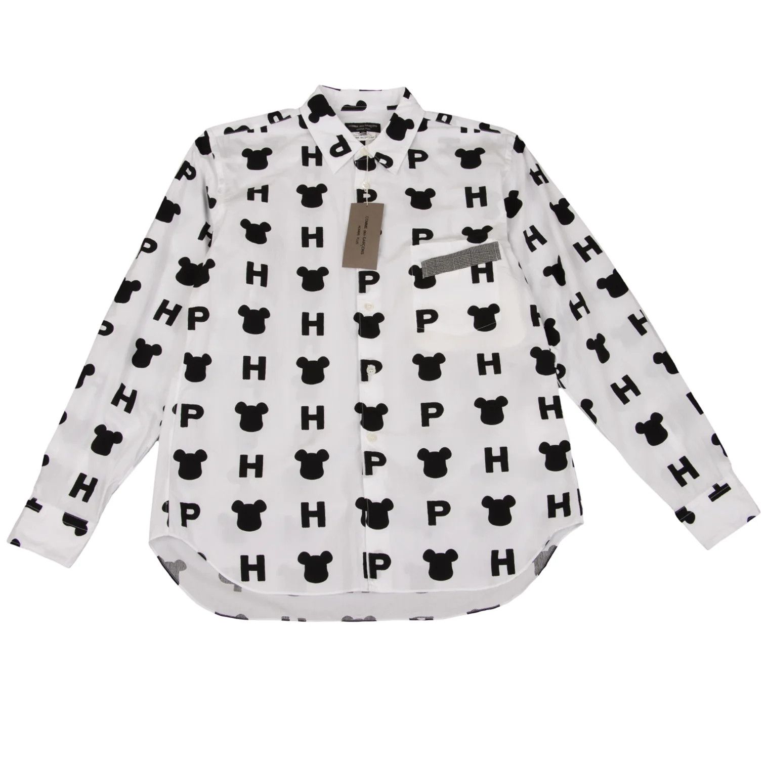 Comme des Garcons Homme Plus Bearbrick Print Long Sleeve Shirt in Black and White, XS Size US XS / EU 42 / 0 - 1 Preview