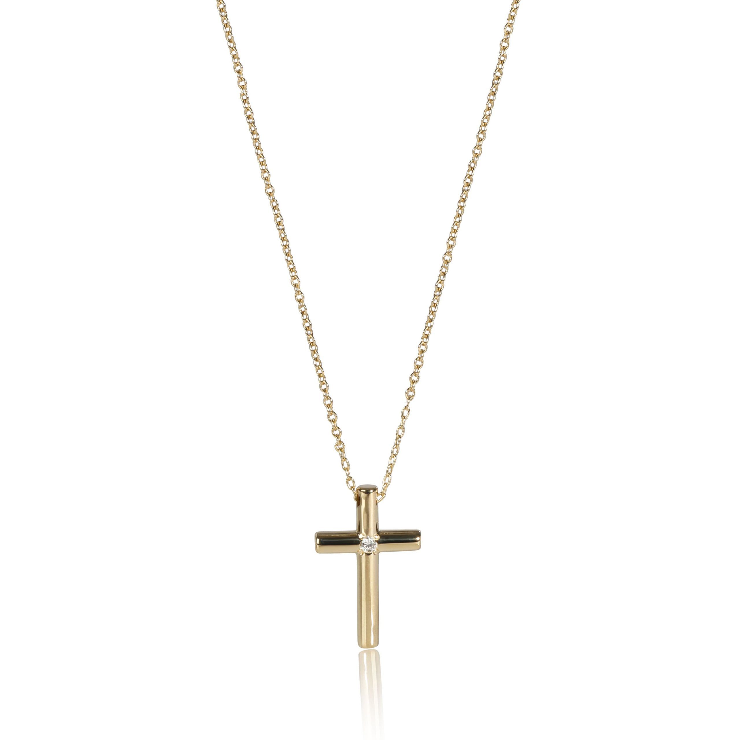 image of Tiffany Co Tiffany & Co. Cross Diamond Pendant In 18K Yellow Gold 0.02 Ctw, Women's