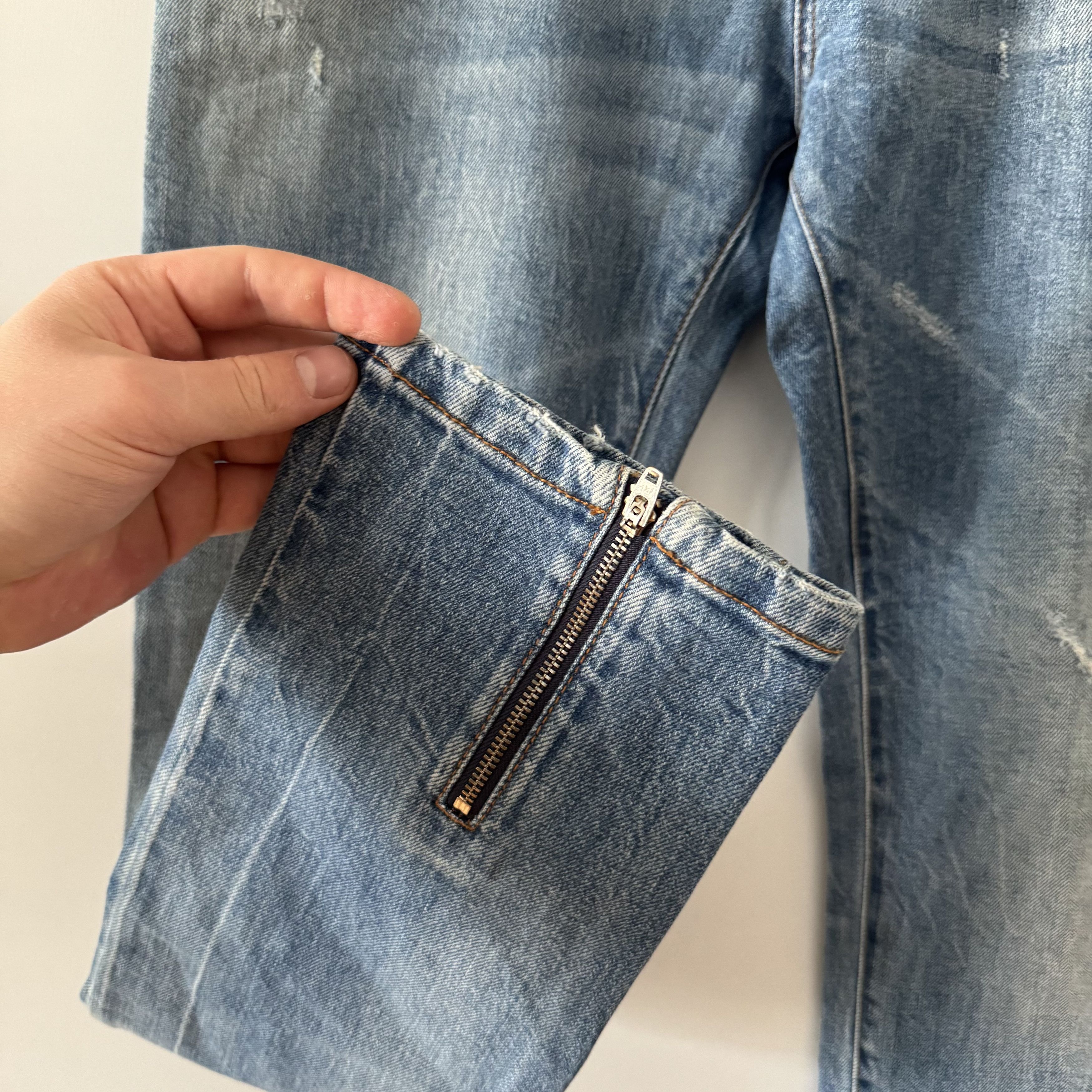 Faith Connexion Faith Connexion Light Blue Slim Fit Denim Jeans Distressed Size US 33 - 10 Thumbnail