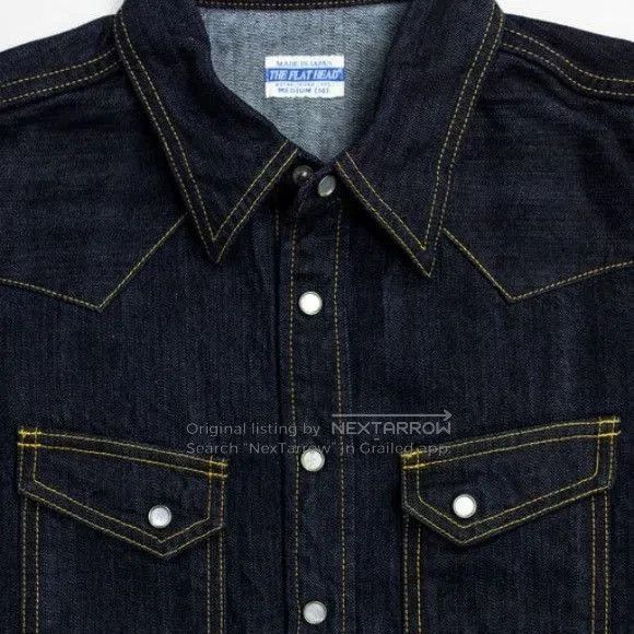 The Flat Head THE FLAT HEAD Classic Workwear Denim Shirt. Size US XS / EU 42 / 0 - 3 Thumbnail