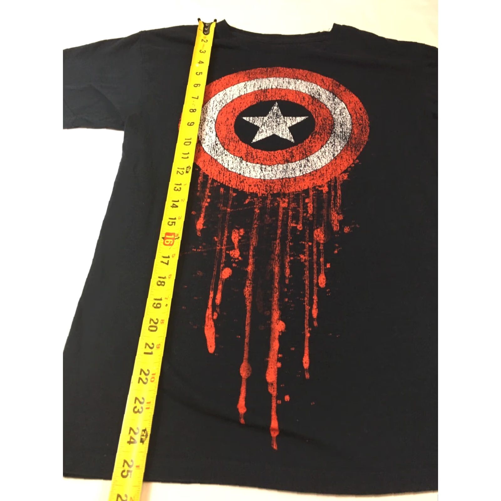 Vintage Captain America Shield T Shirt Sz S Marvel - Black Tee - Dripping Logo - EUC - Men - Graphic Tee - Short Sleeve - Size S - Cap America - Marvel USA Size US S / EU 44-46 / 1 - 4 Thumbnail