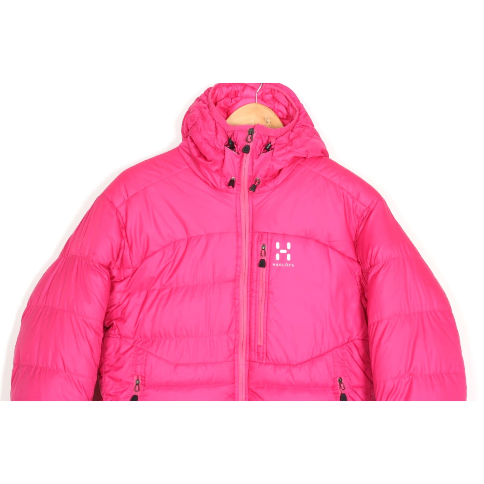 Vintage Haglöfs Belay II Hooded Down Puffer Jacket Women Size S Pink Logo All Seasons Hooded Insulated Lightweight Casual Travel with Zip Men/Women? Size S / US 4 / IT 40 - 2 Thumbnail