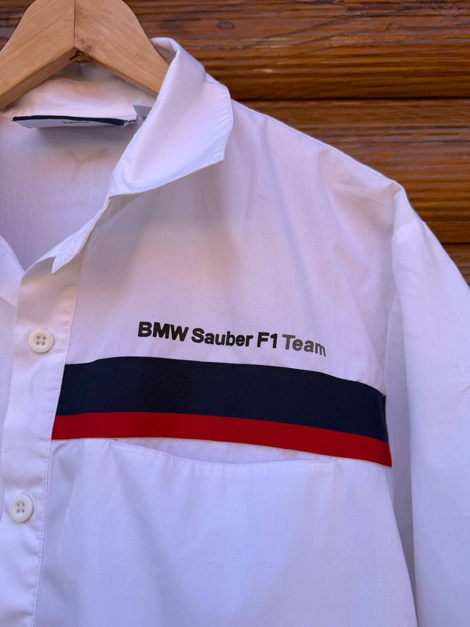 BMW × Puma BMW Sauber F1 Team Puma White Short Sleeve Shirt Cotton L Size US L / EU 52-54 / 3 - 4 Thumbnail