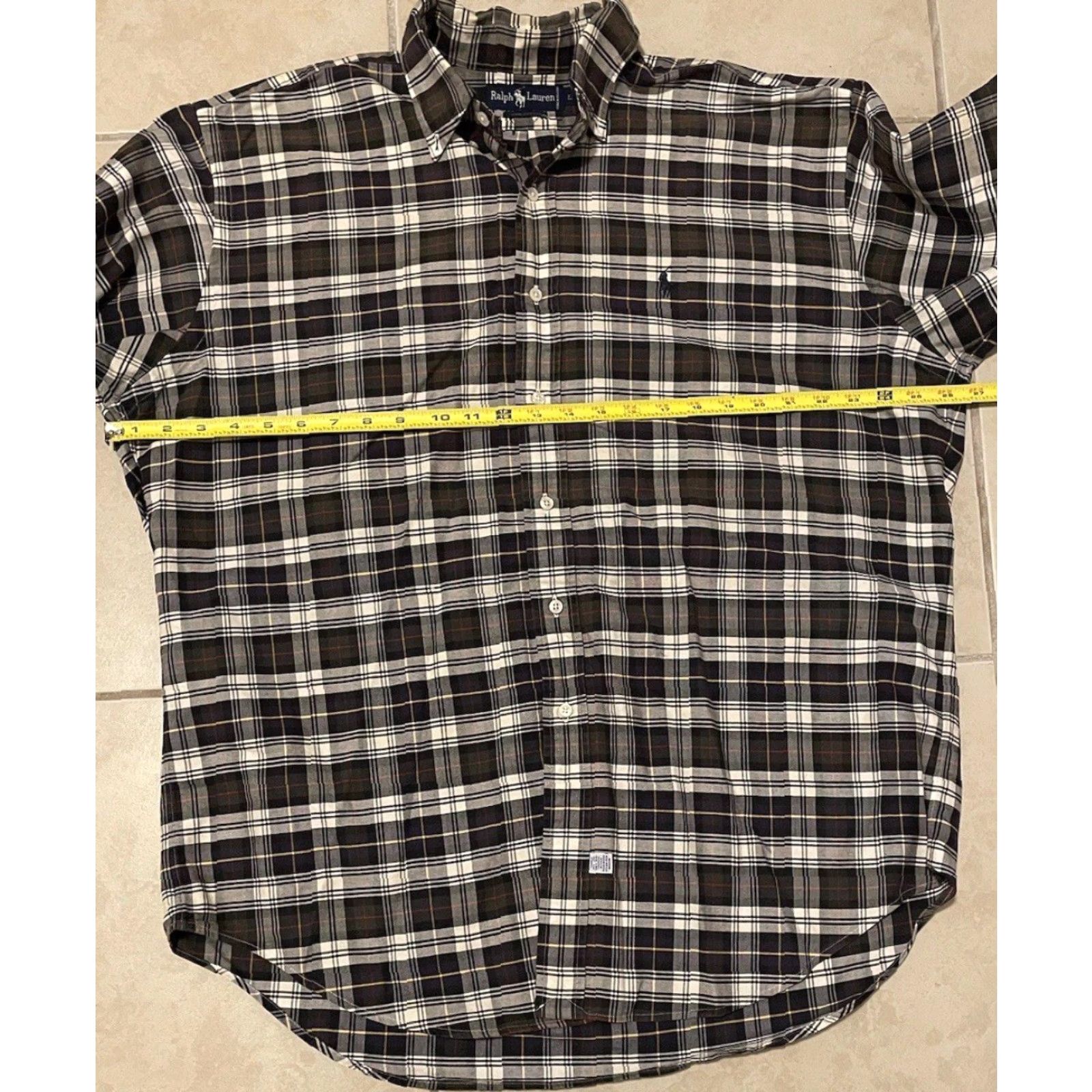 Polo Ralph Lauren VINTAGE Polo Ralph Lauren Plaid Button-Up Shirt L Navy Blue Striped Nautical Sailing 90s USA Mens Polo Ralph Lauren Big Pony Shirt Size US L / EU 52-54 / 3 - 6 Thumbnail