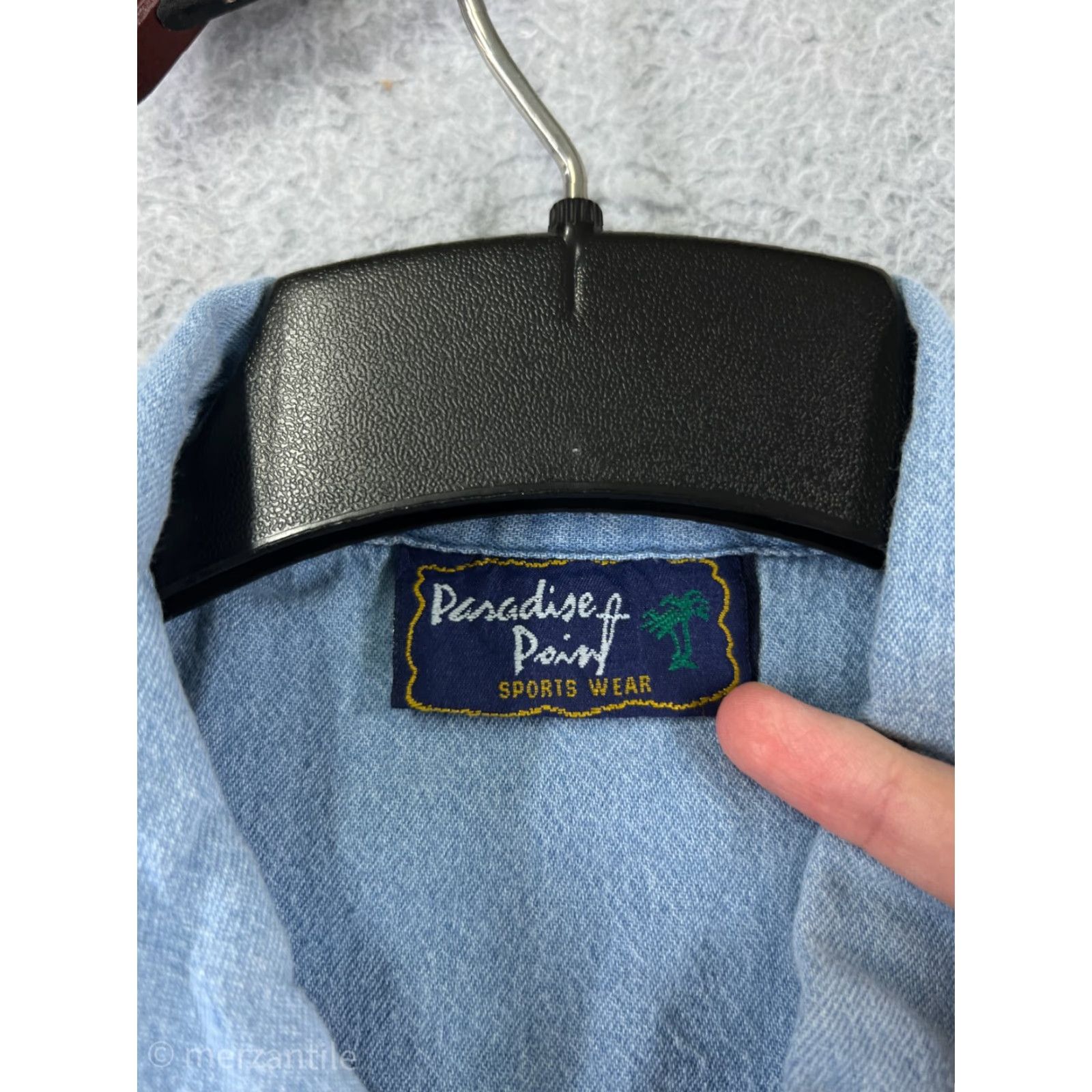Paradise Paradise Point Shirt Mens 2XL XXL Blue Denim Button Up Ministries Religious Dove Size US XXL / EU 58 / 5 - 4 Thumbnail
