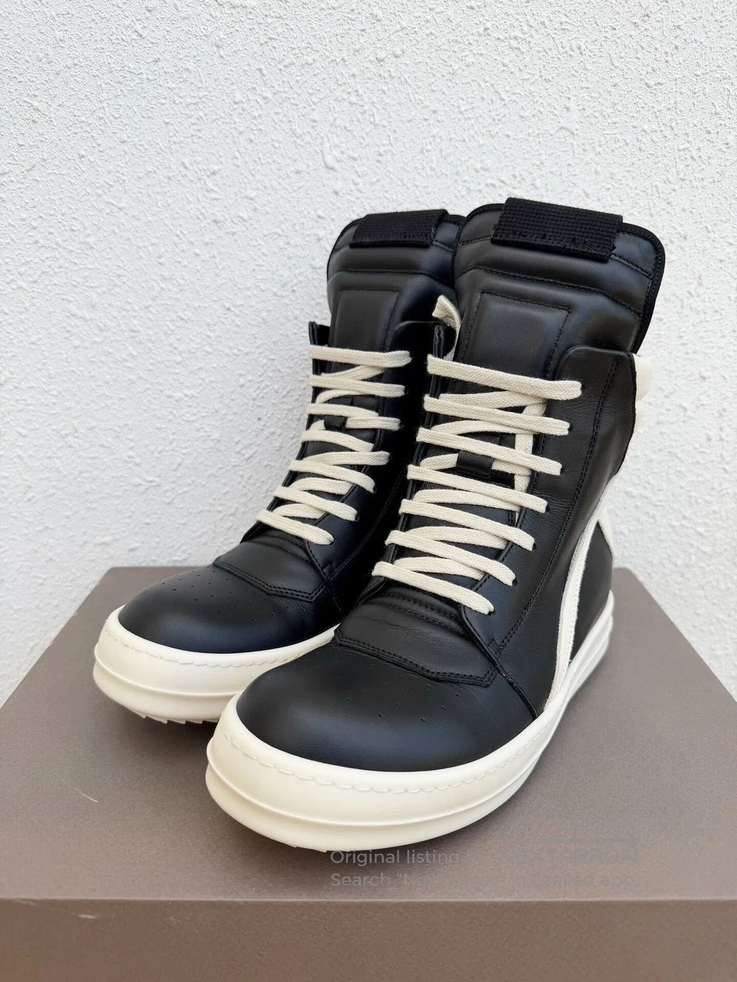 Rick Owens Rick Owens New Black White Leather High-Top. Size US 5 / IT 35 - 2 Thumbnail