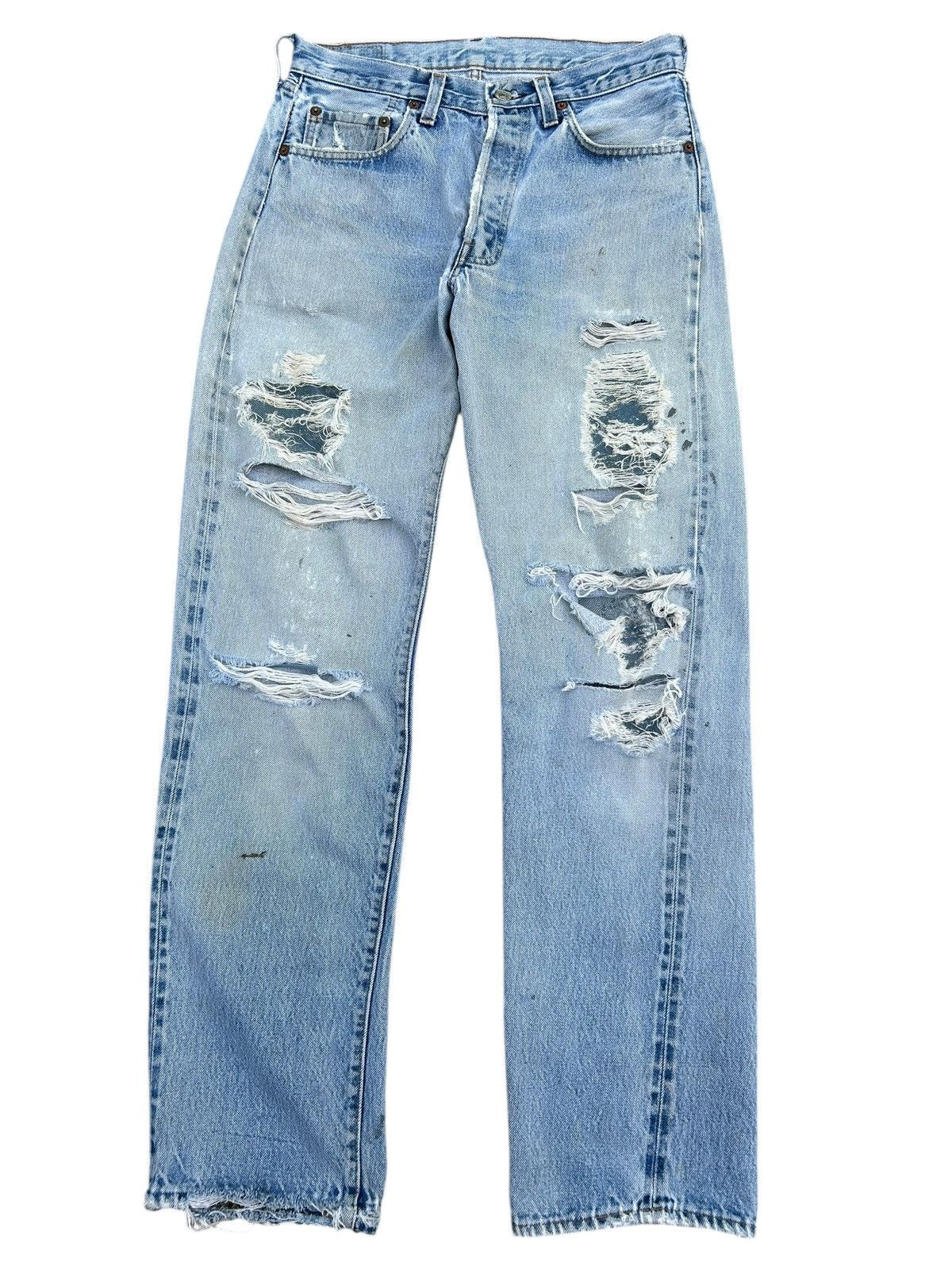Levi's 80's THRASHED Levi's 524 Selvedge Reconstructed Repair Denim Size US 29 - 2 Thumbnail