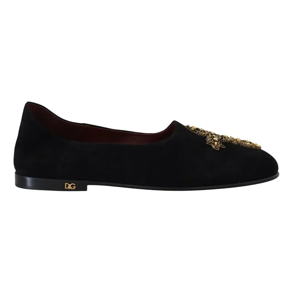 Dolce & Gabbana o1y0125 Suede Embellished Loafers in Black Size US 7.5 / EU 40-41 - 1 Thumbnail