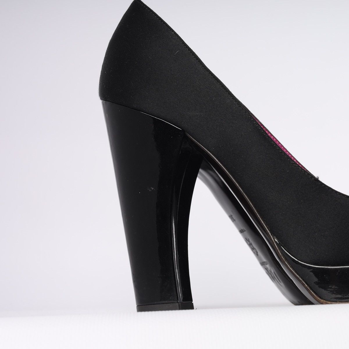 Dolce & Gabbana Dolce Gabbana Black Silk Patent Heel Platform Pumps Shoes Size US 6.5 / IT 36.5 - 8 Thumbnail