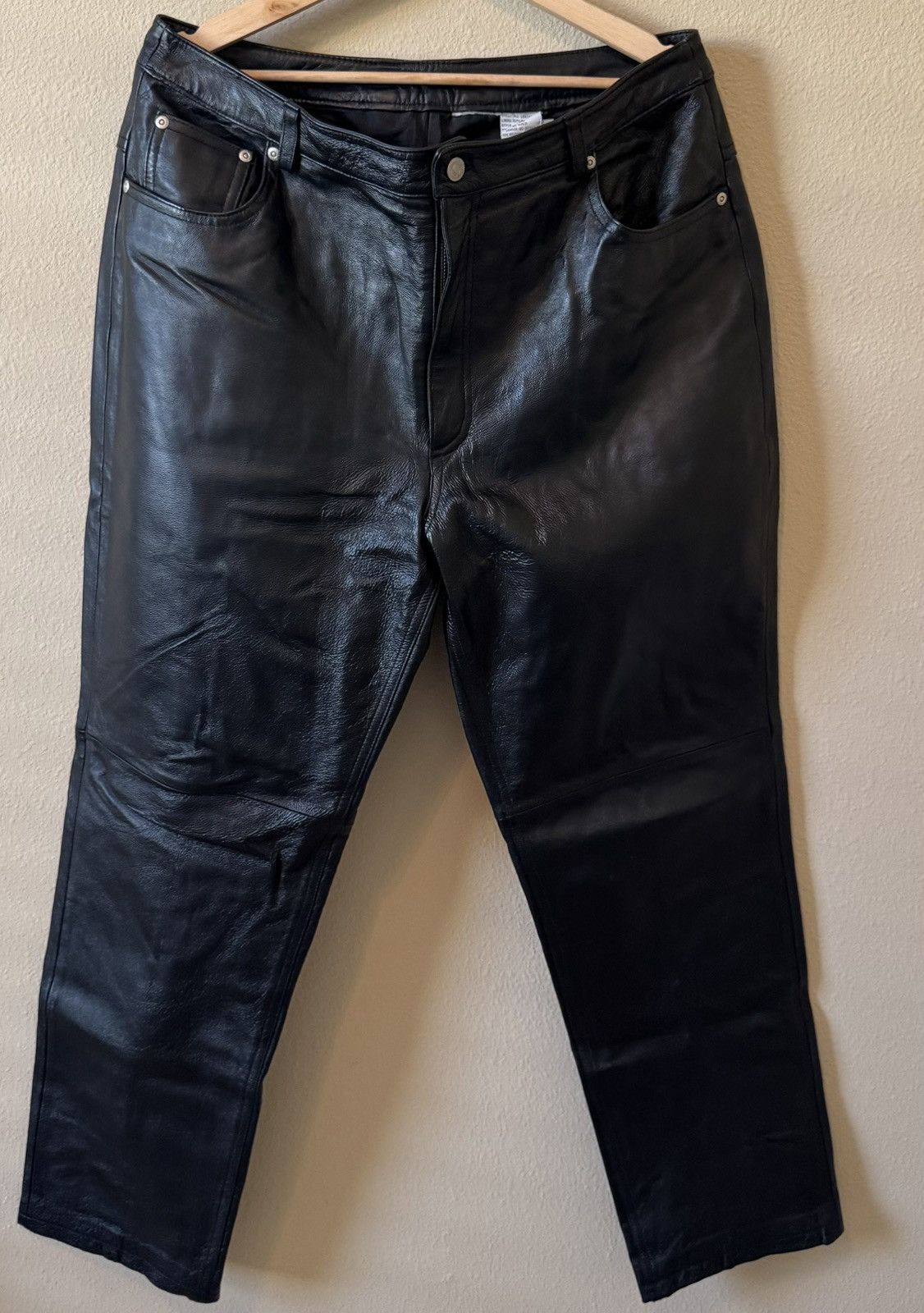 Vintage Vintage Black Leather Jeans Size 36" / US 14 / IT 50 - 1 Thumbnail