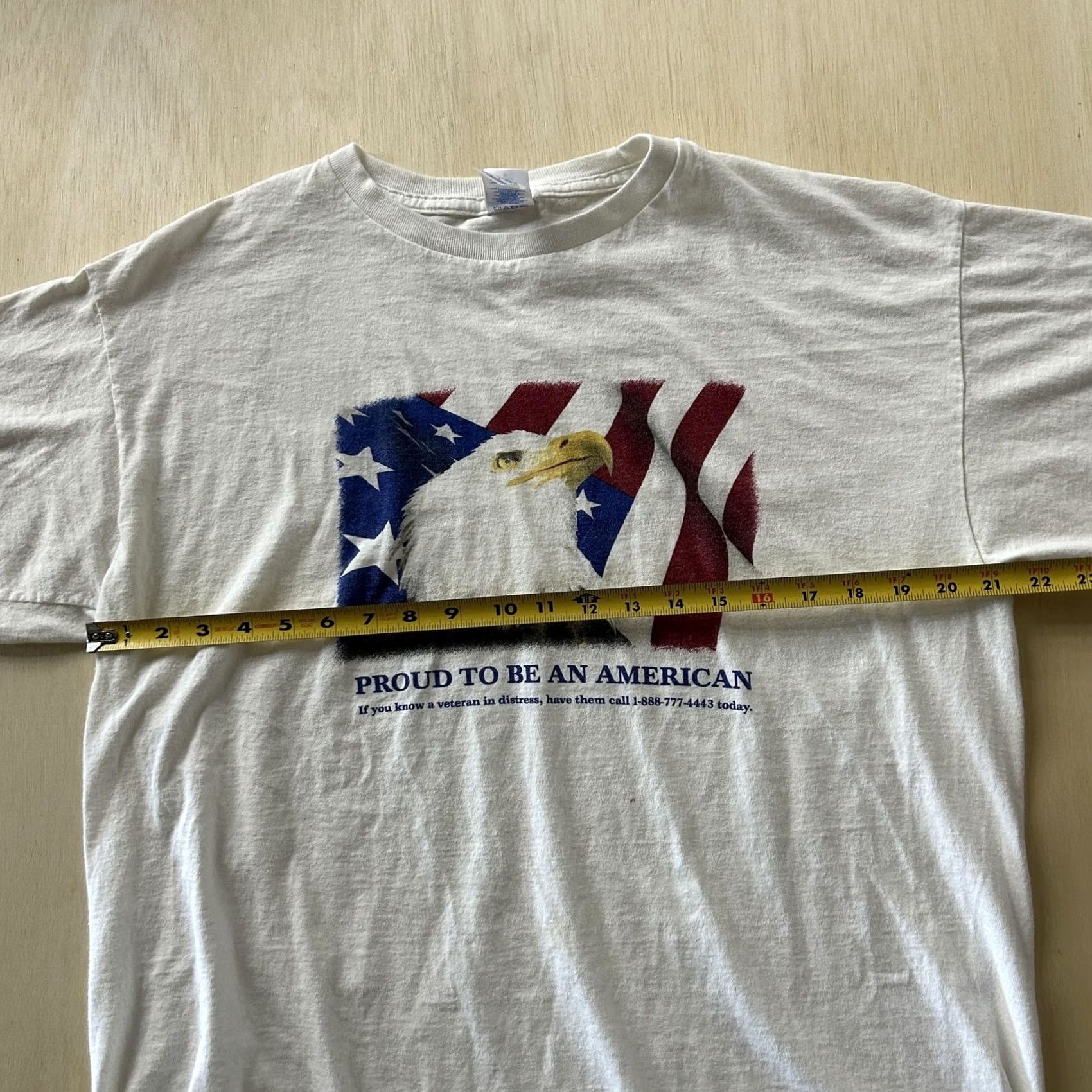 Vintage M&O Knits Shirt Mens Large White Proud To Be American Eagle Flag Tee T-Shirt Size US L / EU 52-54 / 3 - 7 Thumbnail