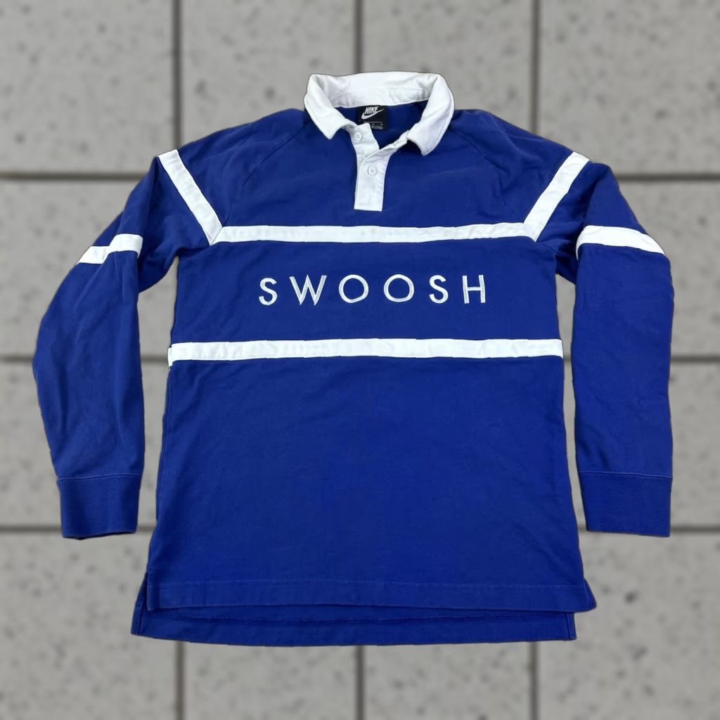 Nike Nike Polo Mens Long Sleeve Collared Rugby Shirt Swoosh CV0169-455 Blue Medium Size US M / EU 48-50 / 2 - 1 Thumbnail