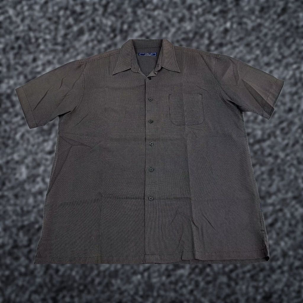 Vintage Woody's Retro Lounge Shirt Mens Short Sleeve Brown XL Button-Up Collared Retro Pattern Check Pockets Vintage No Size US XL / EU 56 / 4 - 1 Thumbnail