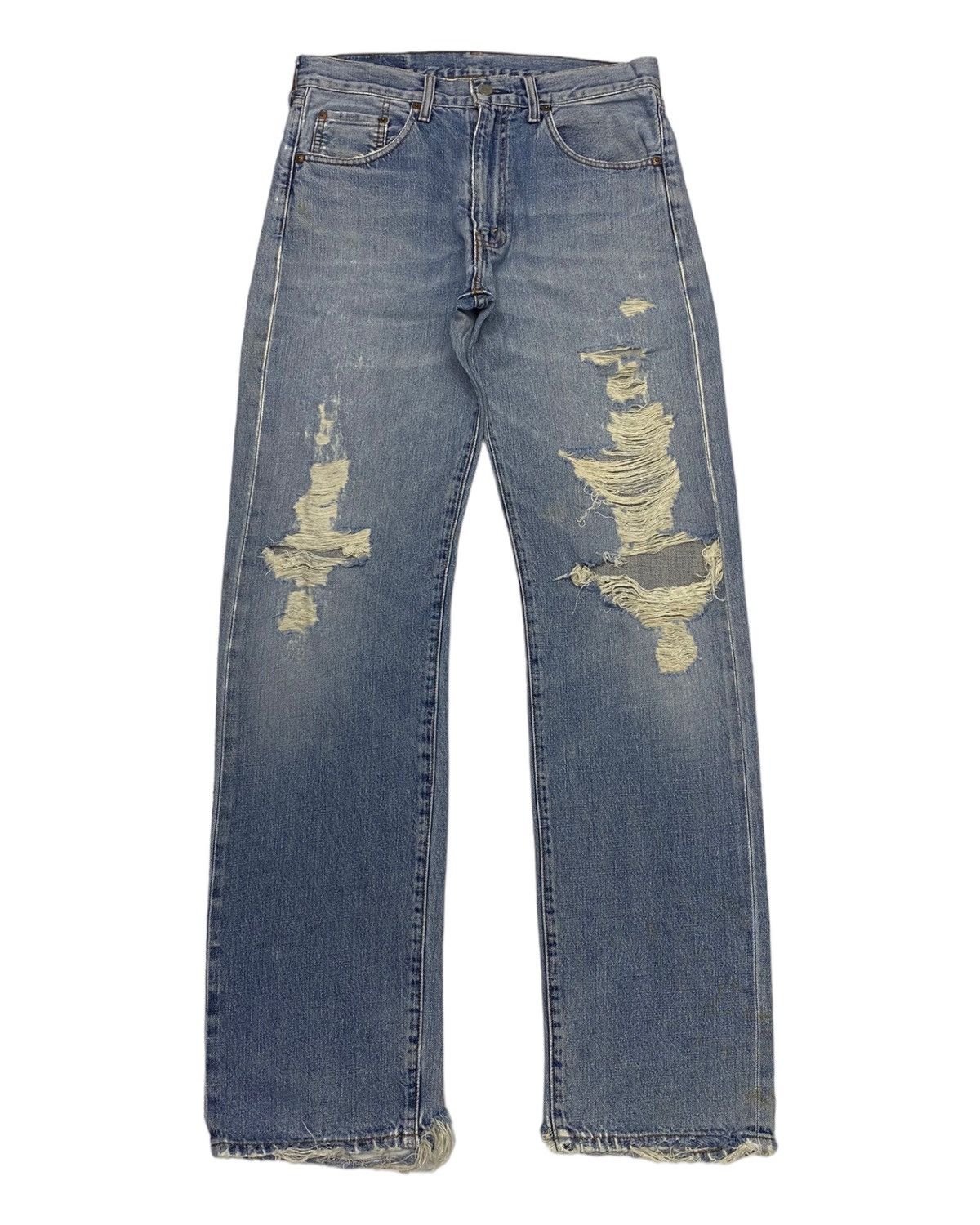 Levi's × Vintage LEVIS 502-xx BIG E SELVEDGE DISTRESSED DENIM JEANS Size US 32 / EU 48 - 2 Thumbnail