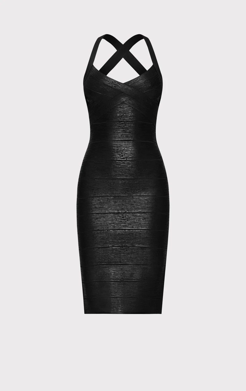Herve Leger Herve Leger FOIL OPEN X BACK WEAVED FRONT DRESS –size Medium Size M / US 6-8 / IT 42-44 - 1 Thumbnail