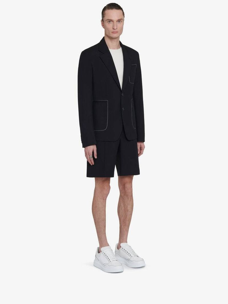 Alexander McQueen o1srvl11e0226 Contrast Stitch Single-Breasted Jacket Black Size US XL / EU 56 / 4 - 4 Thumbnail