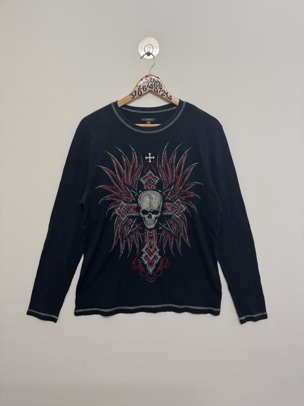 Affliction No Boundaries Skull Cross and Wing Design Black Long Sleeve Size US L / EU 52-54 / 3 - 1 Thumbnail