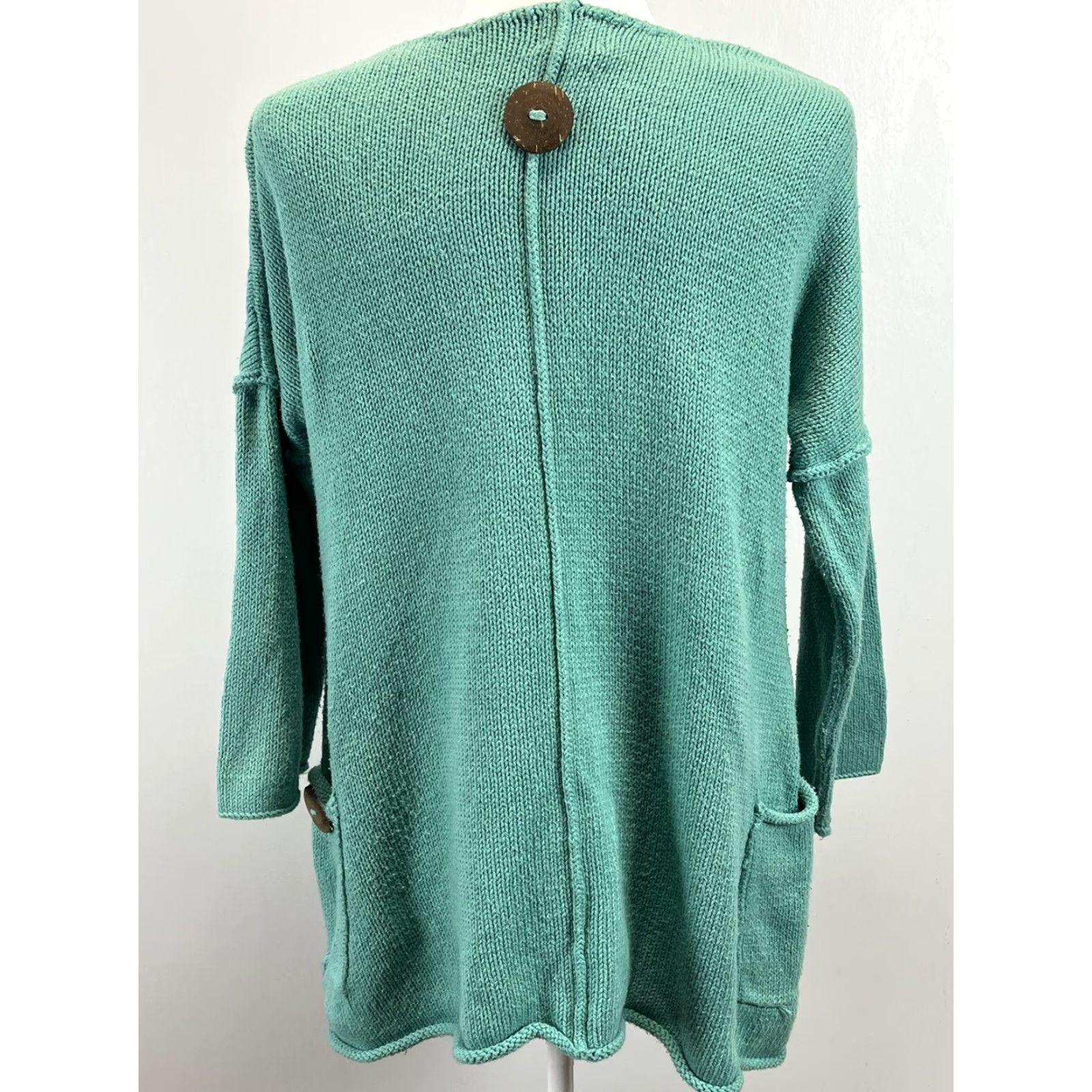 Vintage WOMENS Pure Handknit Oversized Pullover Chunky Sweater S/M Turquoise Casual Knit Size S / US 4 / IT 40 - 2 Thumbnail