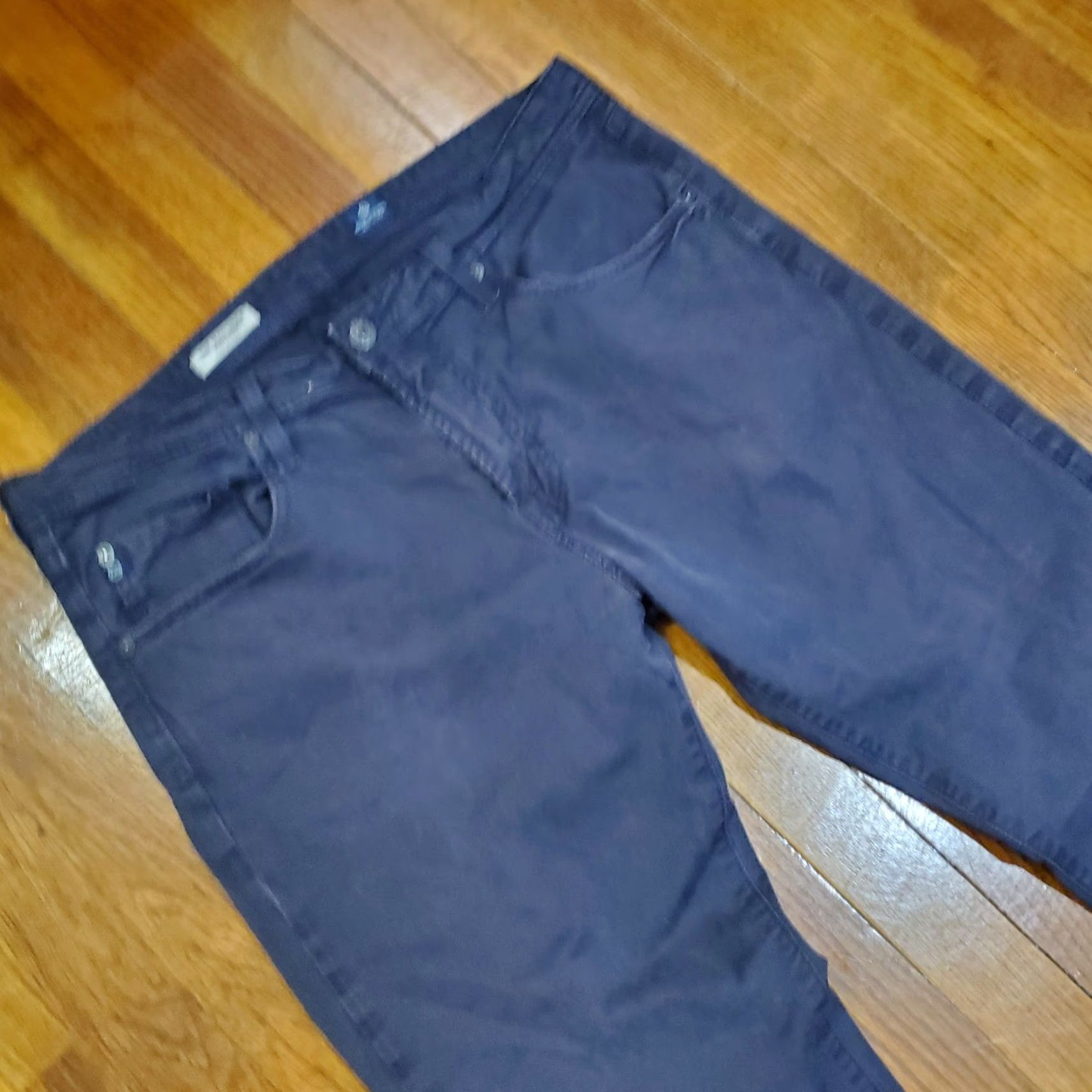 Vintage AG Adriano Goldschmied The Everett Pants Mens 36 Navy Slim Straight Chino Cotton PU 98% 2% Made USA Casual Zip Front Pockets Belt Loops 32 In Inseam Size US 36 / EU 52 - 7 Thumbnail