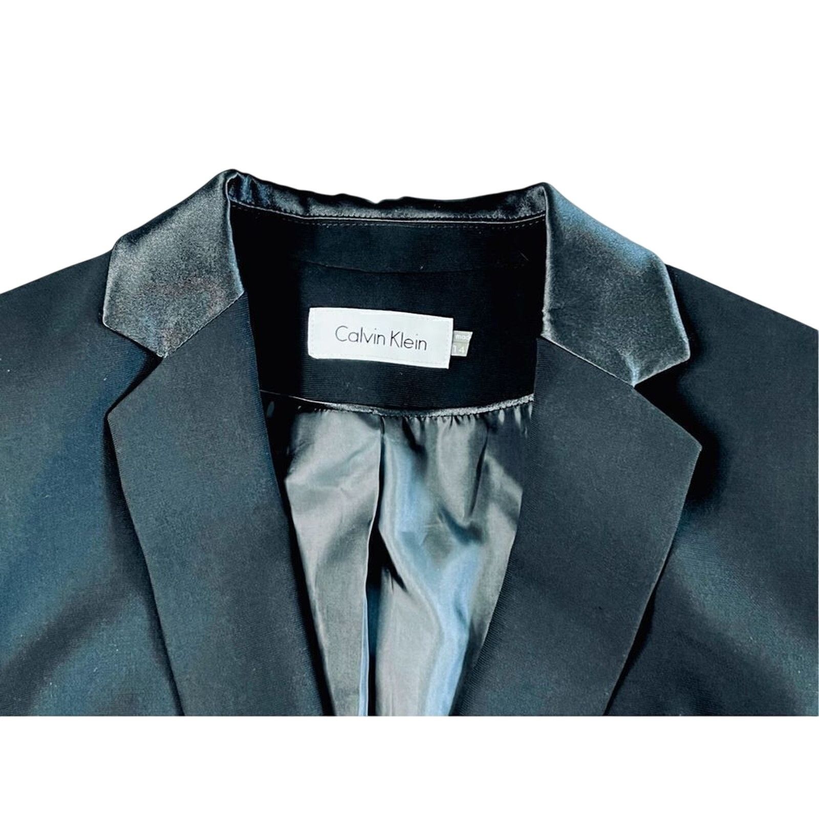 Calvin Klein Calvin Klein Tailored Satin Lapel Crepe Black Blazer 14 Size XL / US 12-14 / IT 48-50 - 4 Thumbnail
