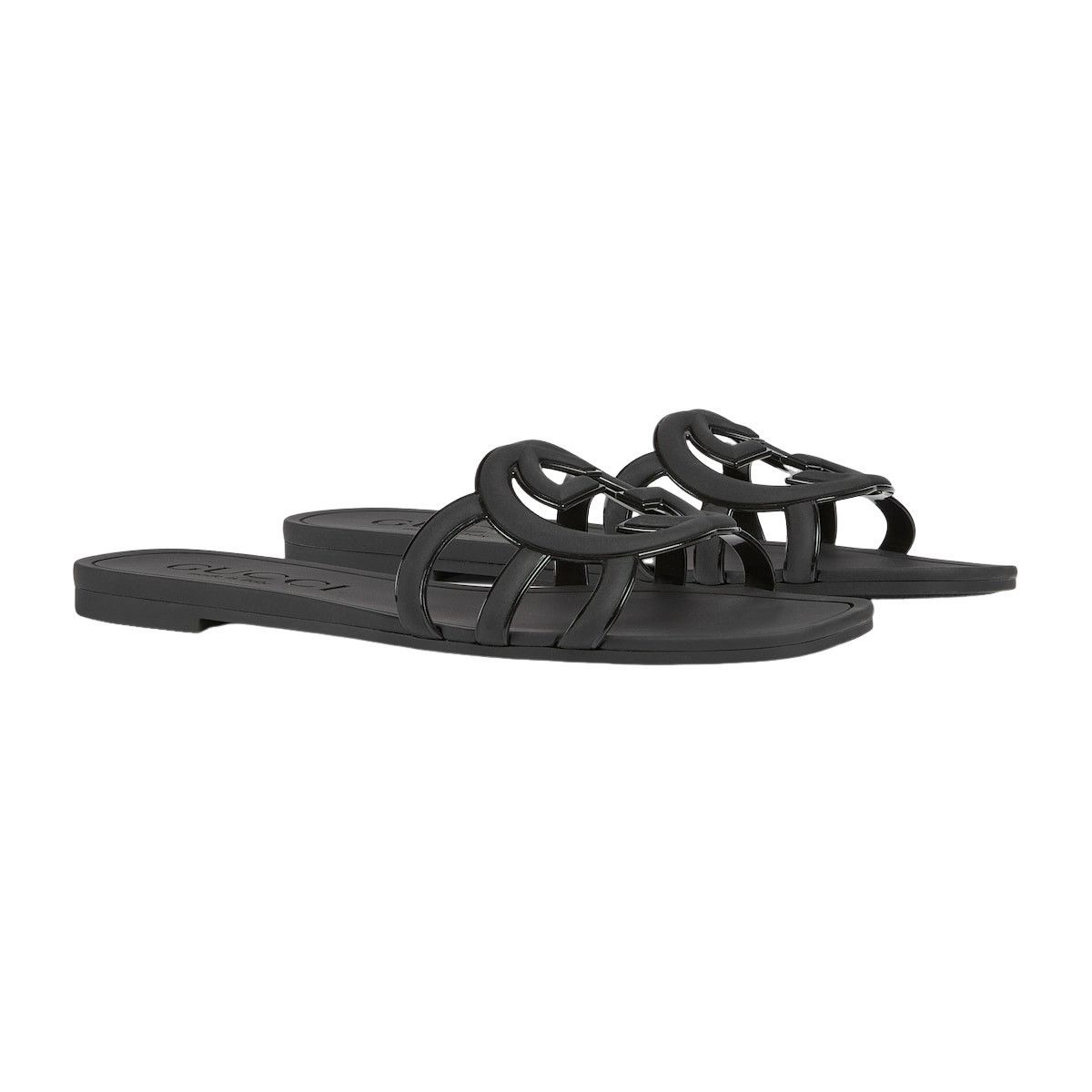 Gucci GUCCI $550 Black Interlocking G Slide Sandals New & Authenti Size US 6 / IT 36 - 2 Thumbnail