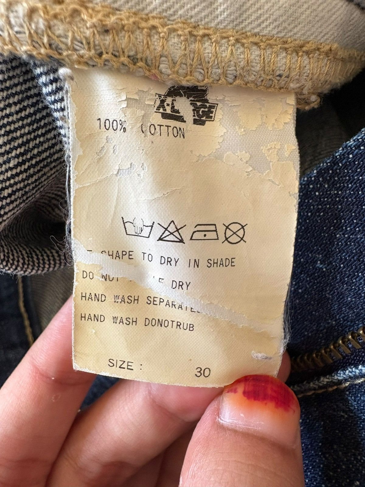 X-LARGE Vintage Japanese X-Large Selvedge Blue Wash Loose Jeans Size US 30 / EU 46 - 10 Thumbnail