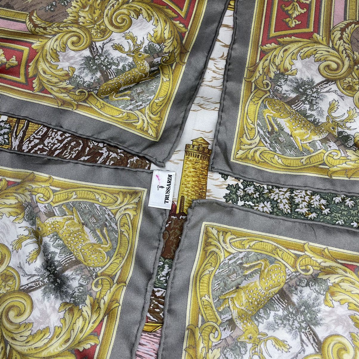 Trussardi Vintage TRUSSARDI King Castle Design Silk Scarf Size ONE SIZE - 10 Thumbnail