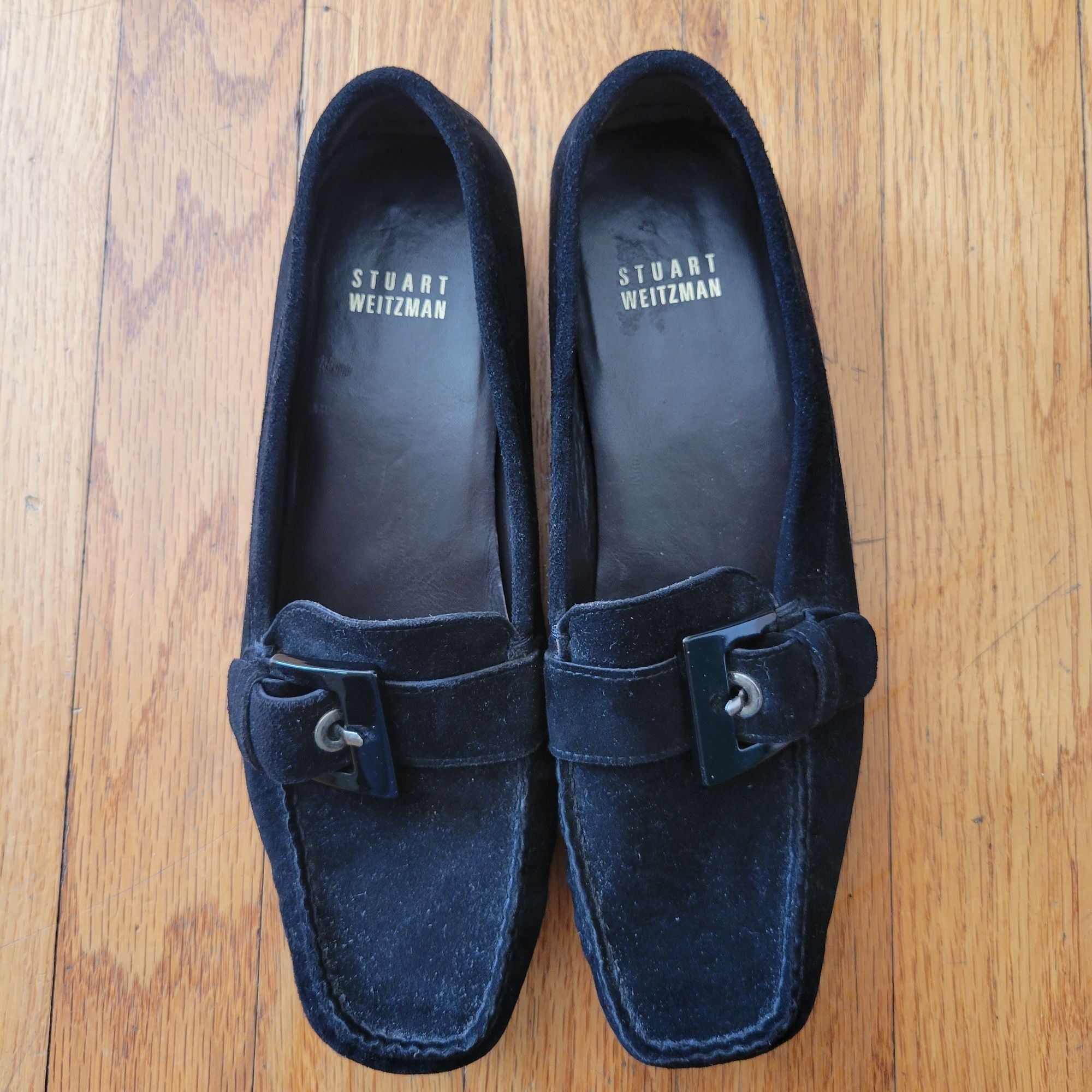 Stuart Weitzman Stuart Weitzman 6.5M Black Suede Leather Square Toe Buckle A Size US 6.5 / IT 36.5 - 2 Thumbnail